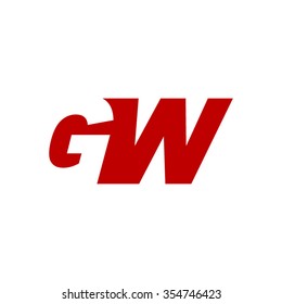GW negative space letter logo red