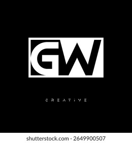 Monograma de espaço negativo GW - Logotipo de marca de letra preto e branco minimalista para branding criativo, identidade de moda e conceitos de design modernos
