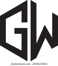 GW Polygon logo design, icon, symbol, vector file,