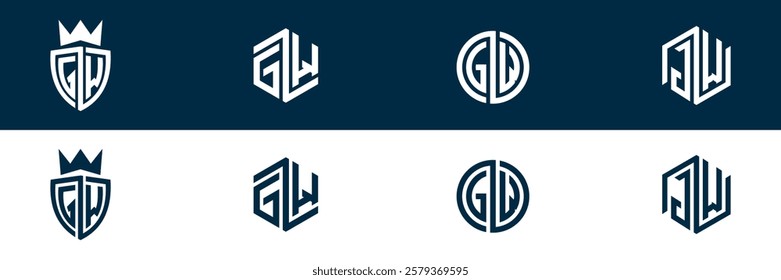 GW WG letter logo set design