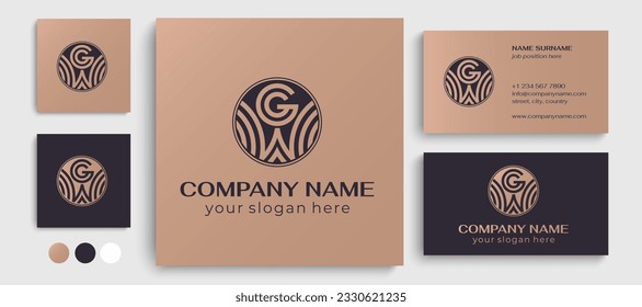 GW, WG logo. Luxury badge and monogram. Vector elegant logo. Letter WG design