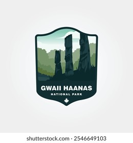 Gwaii Haanas National Park Reserve, National Marine Conservation Area, and Haida Heritage Site vintage vector travel collection design