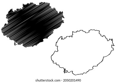 Gwalior district (Madhya Pradesh State, division, Republic of India) map vector illustration, scribble sketch Gwalior map