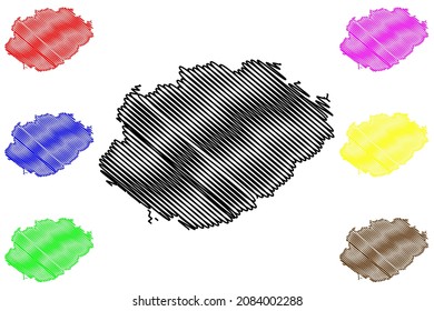 Gwalior district (Madhya Pradesh State, division, Republic of India) map vector illustration, scribble sketch Gwalior map