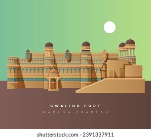 Gwalior Fort - A hill fort - Stock Illustration as EPS 10 File