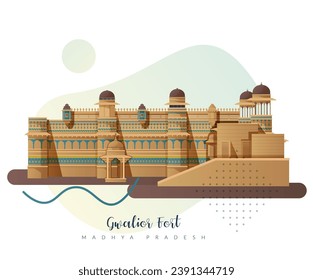 Gwalior Fort - A hill fort - Stock Illustration as EPS 10 File