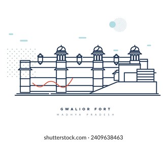 Gwalior Fort - A hill fort - Stock Illustration as EPS 10 File