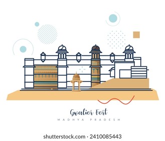 Gwalior Fort - A hill fort - Stock Illustration as EPS 10 File