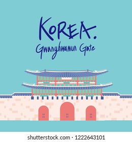 Gwanghwamun Gate in Korea Illustration