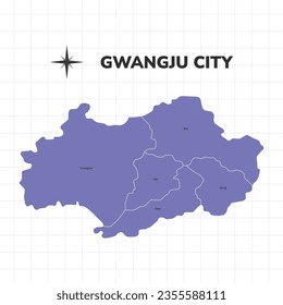 Gwangju Stadtplan Illustration. Karte der Städte in Südkorea