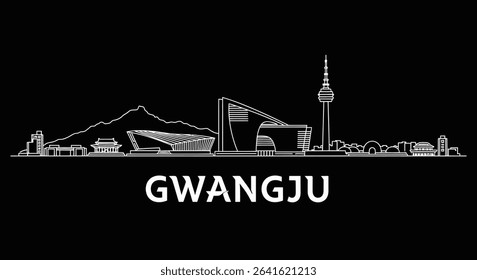 Gwangju City Skyline with White Minimalist City.