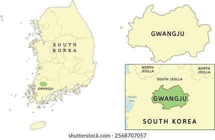 Gwangju Metropolitan city location on map of South Korea