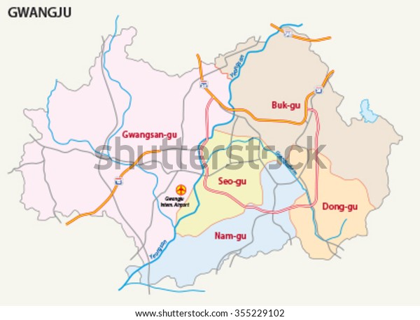 Gwangju Road District Map Stock Vector (Royalty Free) 355229102