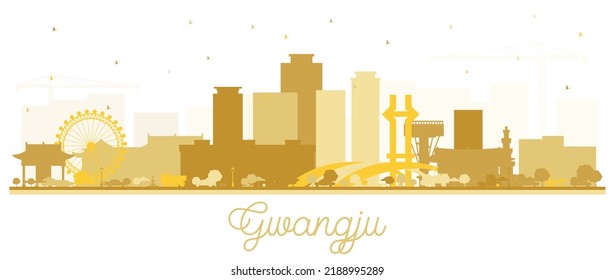 Gwangju Südkorea City Skyline Silhouette mit Golden Buildings einzeln auf Weiß. Vektorgrafik. Reise- und Tourismuskonzept mit historischer und moderner Architektur. Gwangju Stadtlandschaft.