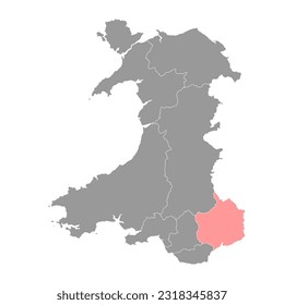 Gwent county, Wales. Vector illustration.