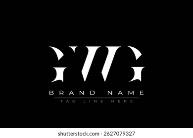Projeto de logotipo de letra abstrata GWG. Este logotipo é desenhado por três letras abstratas.