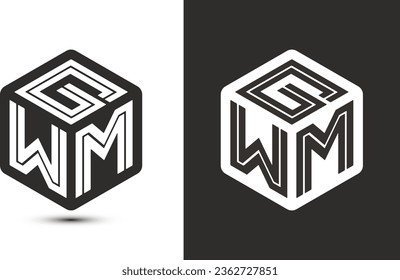 GWM letter logo design with illustrator cube logo, vector logo modern alphabet font overlap style. Premium Business logo icon. White color on black background