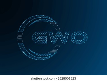 GWO baixo poli carta logotipo vetor design. GWO design de logotipo de poli inferior. Logotipo poli baixo.