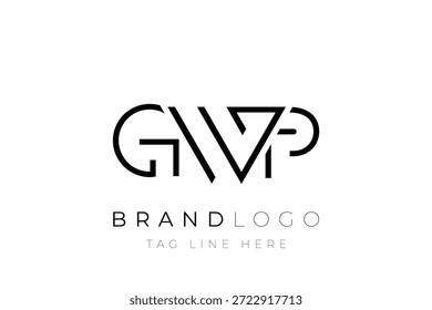 Diseño de logotipo de carta abstracta GWP. Diseño moderno del logotipo del negocio con tipografía Abstractas y estilo contemporáneo