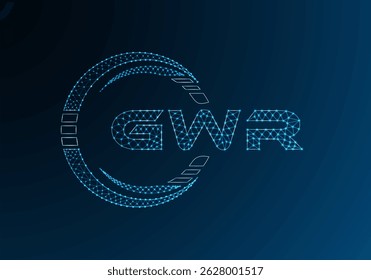 GWR low poly letter logo vector design. GWR lower poly logo design. Low poly logo.