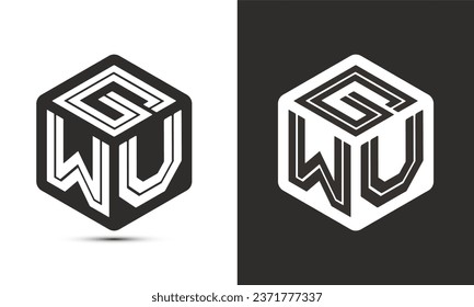 GWU letter logo design with illustrator cube logo, vector logo modern alphabet font overlap style. Premium Business logo icon. White color on black background