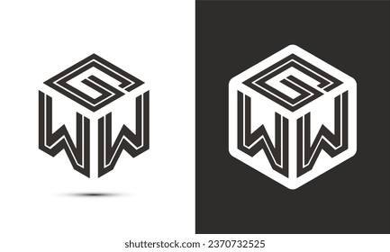 GWW letter logo design with illustrator cube logo, vector logo modern alphabet font overlap style. Premium Business logo icon. White color on black background