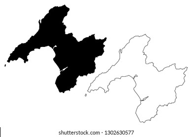 Gwynedd (United Kingdom, Wales, Cymru, Principal areas of Wales) map vector illustration, scribble sketch Gwynedd map