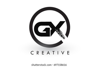 GX Brush Letter Logo Design with Black Circle. Creative Brushed Letters Icon Logo.