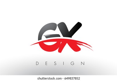GX G X Brush Logo Letters Design with Red and Black Colors and Brush Letter Concept.