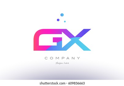 gx g x  creative pink purple blue modern dots creative alphabet gradient company letter logo design vector icon template