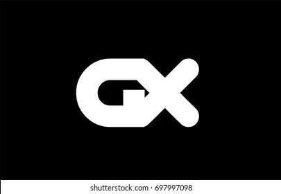 GX G X letter logo combination alphabet vector creative company icon design template modern  black white bold