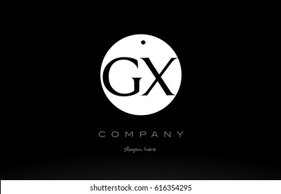 GX G X simple black white circle background alphabet company logo design vector icon template
