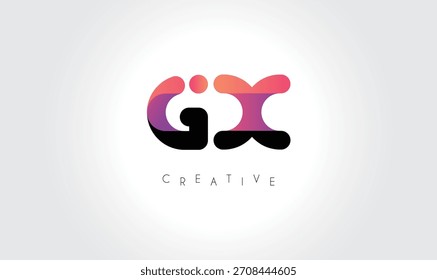 Logotipo abstrato gradiente GX com formas arredondadas criativas