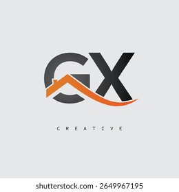 GX House Letter Logo – Creative Real Estate Monogram with Roof Shape and Home Icon for Property, Architecture and Modern Branding Identity