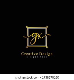 GX Logo de caligrafía inicial manuscrito. Alfabeto escrito a mano en la plantilla de logotipo. Cartas y alfabetos para la firma, boda, moda, floral y botánica 