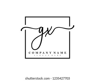 GX Initial handwriting square minimalist logo vector