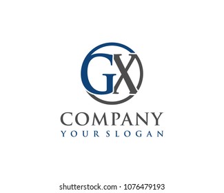 GX initial letters looping linked circle elegant logo blue grey