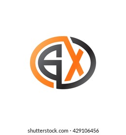 GX initial letters looping linked ellipse logo orange black