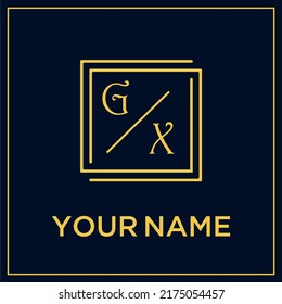 GX initial modern monogram wedding with creative rectangle line