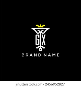GX initial monogram brand logo design for crown vector image