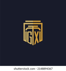 GX initial monogram logo elegant with shield style design for wall mural lawfirm gaming