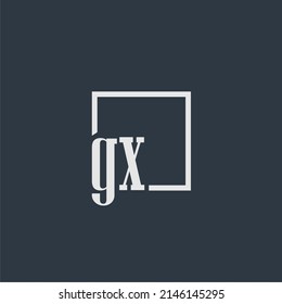 GX initial monogram logo with rectangle style dsign