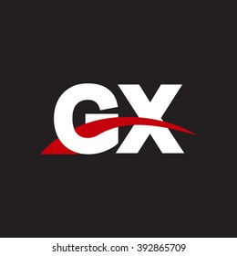 GX initial overlapping swoosh letter logo white red black background