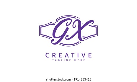 Iniciales GX, vector de logotipo de escritura a mano