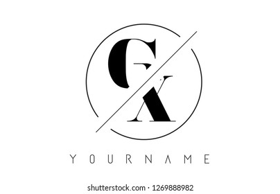 GX Letter Logo with Cutted and Intersected Design and Round Frame Vector Illustration