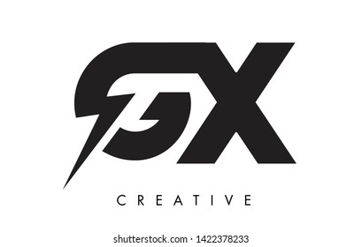GX Letter Logo Design With Lighting Thunder Bolt. Electric Bolt Letter Logo Vector Illustration.