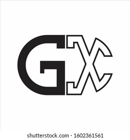GX Letter logo monogram with oval shape negative space design template white background