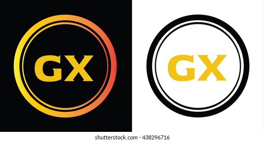 GX letters icon design template elements in abstract background logo, design identity in circle, alphabet letter