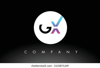 GX Logo.  Letter Design Vector with Purple and Black Colors.