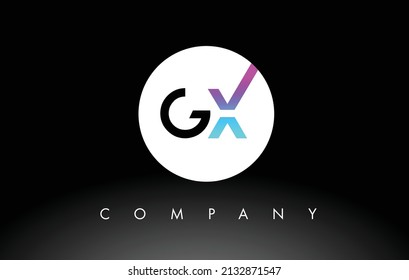 Logo de GX.  Vector de diseño de letras con colores morado y negro.